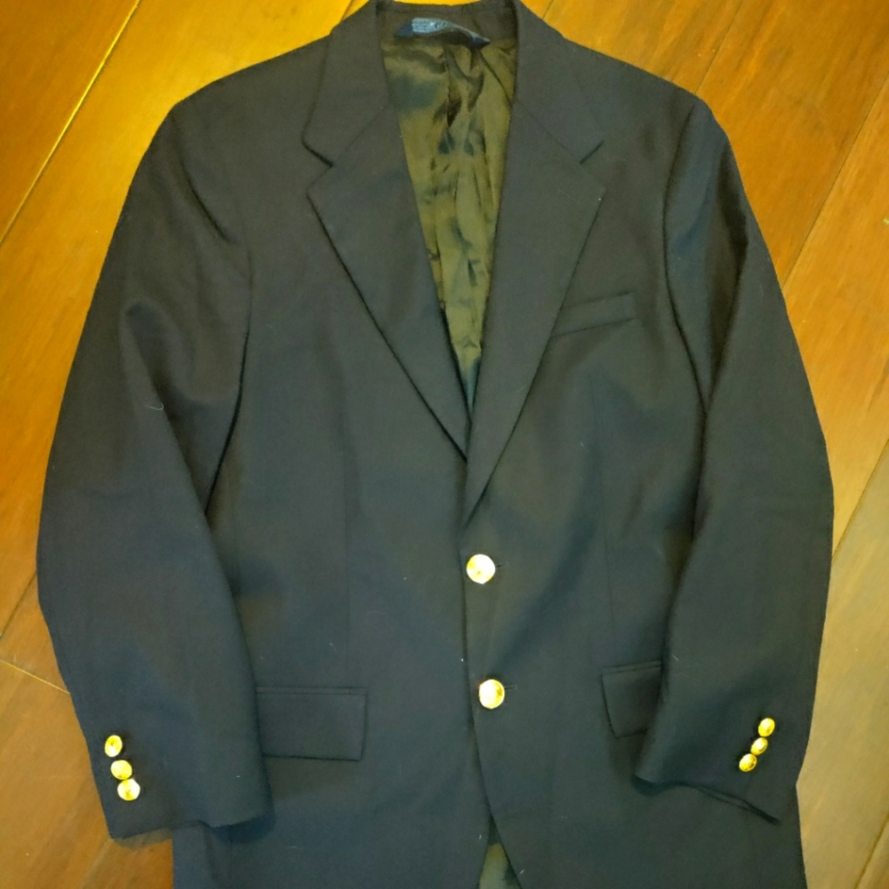 Ralph Lauren Sports Jacket Mens 38 Regular Blue 2 Button Sport Coat Blazer Wool